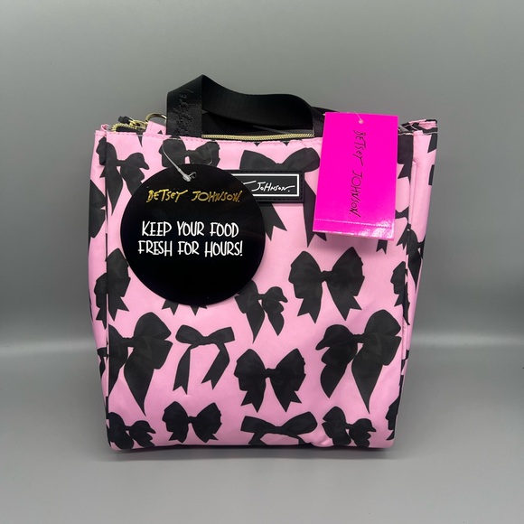 Betsey Johnson zip‎ top lunch tote cooler bag - Picture 1 of 10